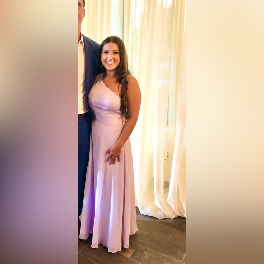 David's Bridal One-Shoulder Lavender Dress